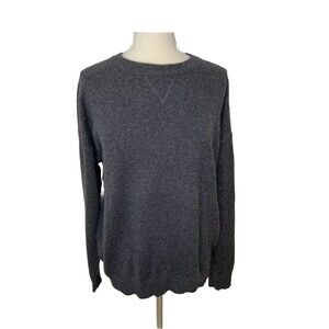 VTG PRESWICK & MOORE 100% Cashmere Sweater Dark Gray Crew Neck Mens Size Large
